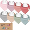 Keababies Paquete de 8 baberos de pañuelo orgánico (pastel apagado), color: pastel apagado