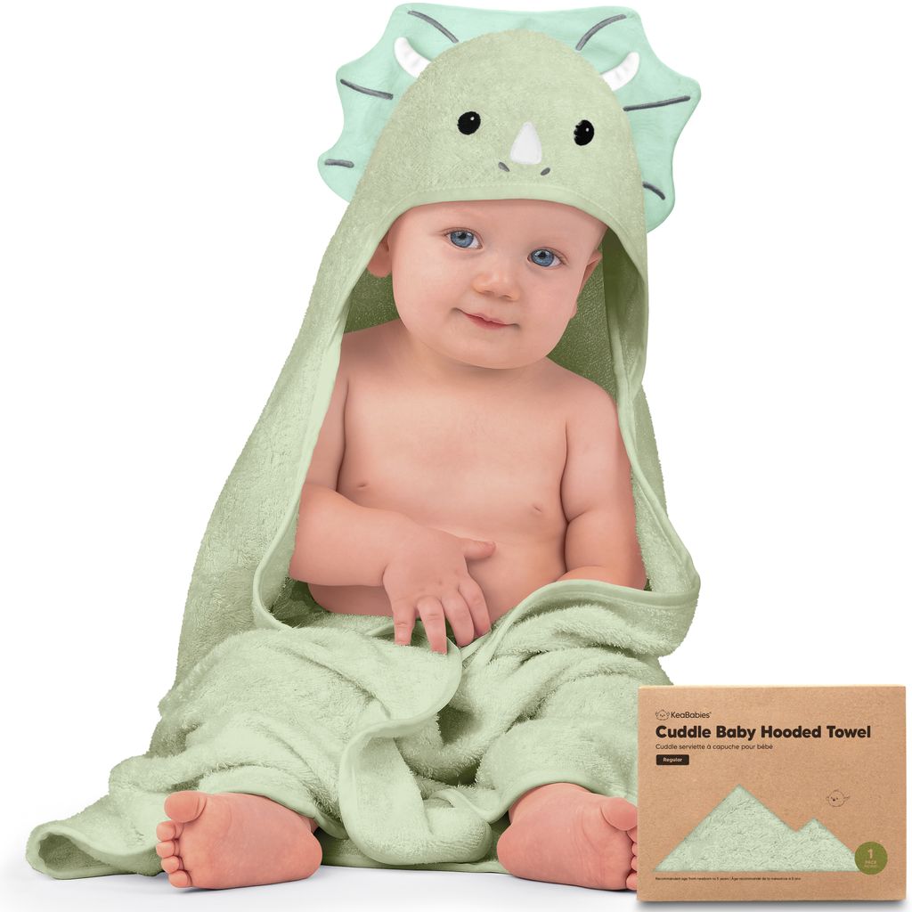 Keababies Toalla con capucha para bebé Cuddle (Triceratops), color: Triceratops