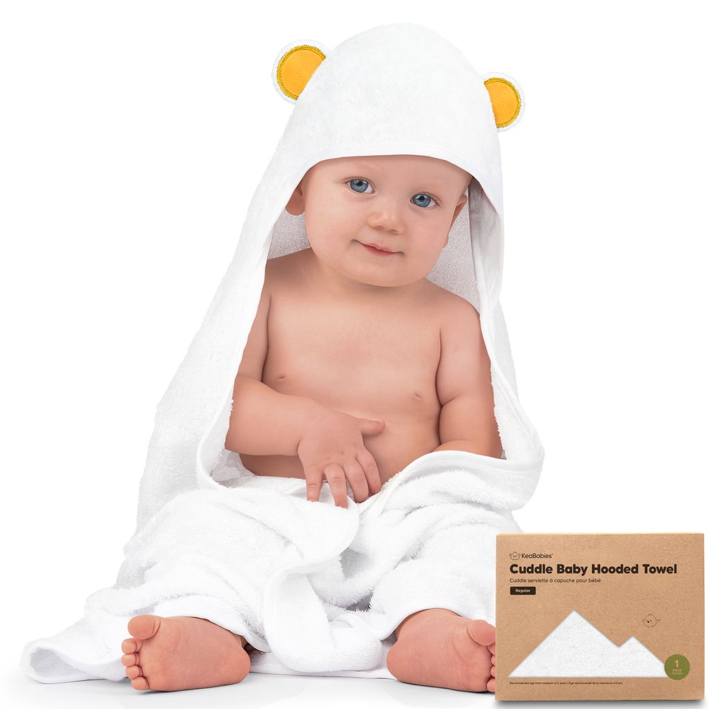 Keababies Cuddle Toalla con capucha de bambú orgánico para bebé (oso), tamaño: regular / color: oso