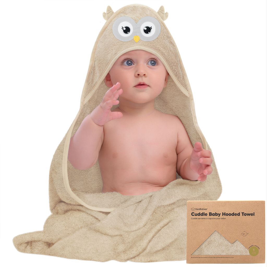Keababies Cuddle Toalla con capucha de bambú orgánico para bebé (búho), Estilo: Búho