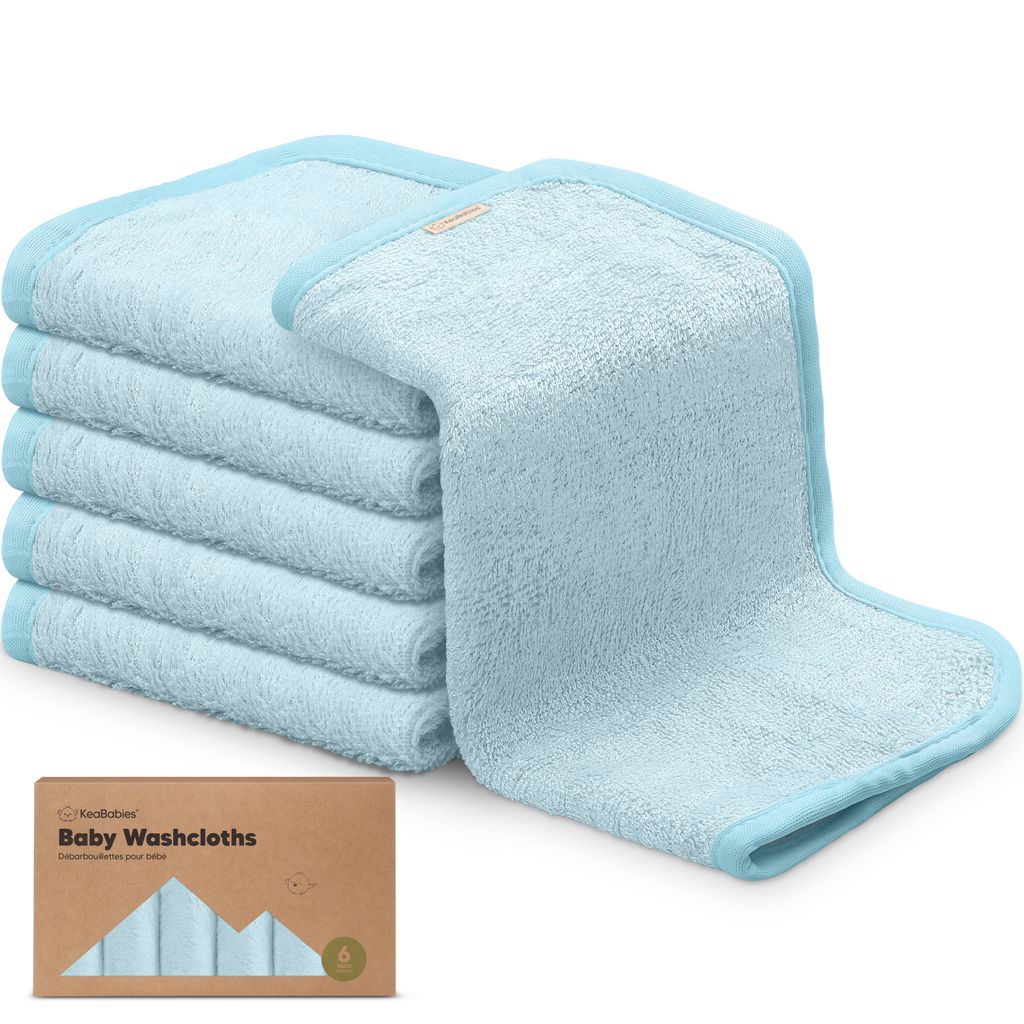 Keababies Paquete de 6 Toallitas Deluxe para Bebé (Azul Bravo), Color: Azul Bravo