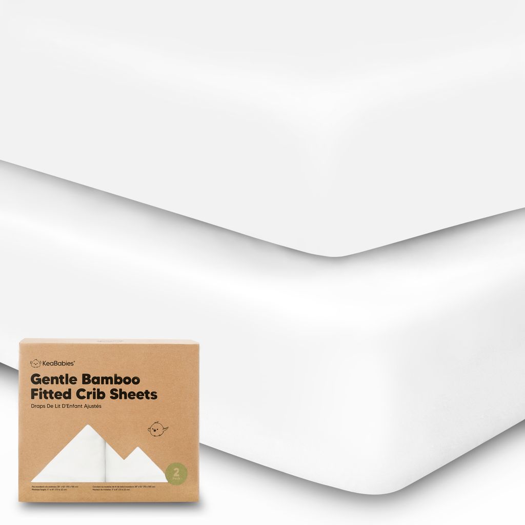 Keababies Paquete de 2 Sábanas de cuna ajustable de bambú suave (blanco suave), color: blanco suave