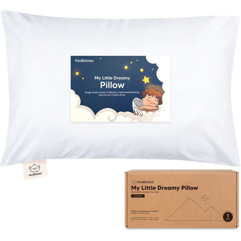 Keababies Almohada para niños pequeños con funda de almohada (blanco suave), color: blanco suave