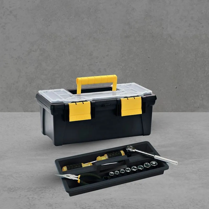 CAJA HERRAMIENTAS 16" NEGRA CON TAPA