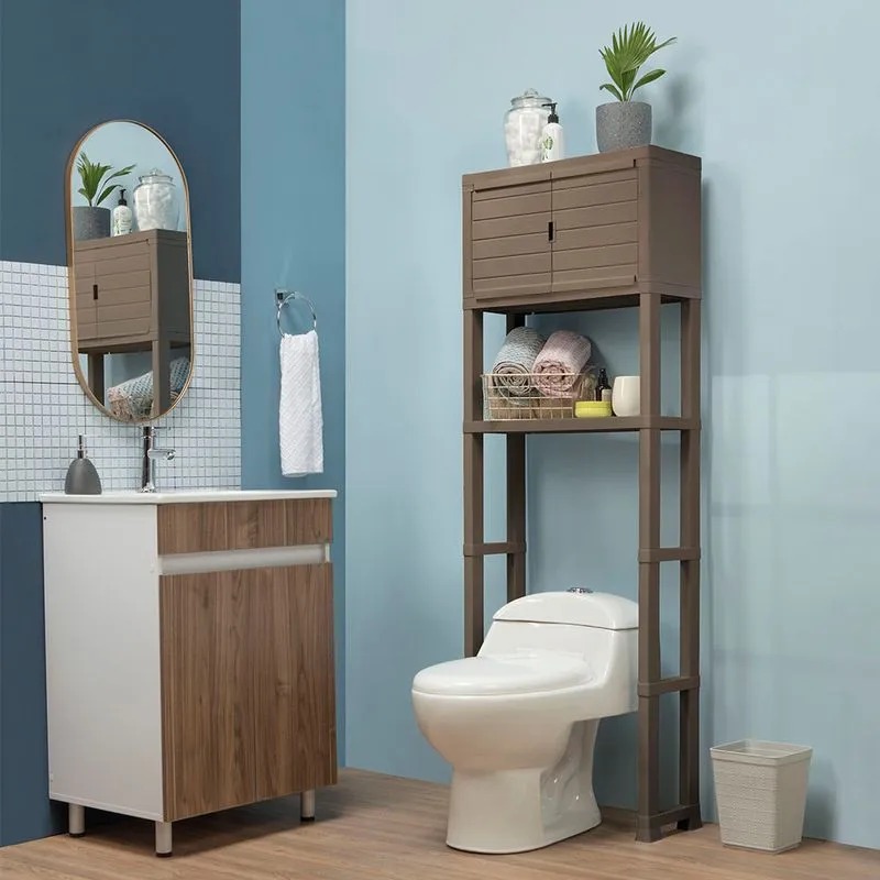 ESTANTE ORGANIZADOR BANO CON PUERTA MOCCA