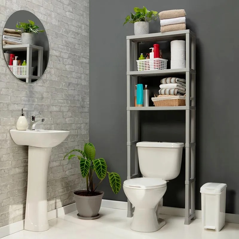 ESTANTE ORGANIZADOR BAÑO 3 NIVELES  GRIS HIELO