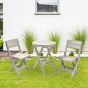 JUEGO MESA REDONDA + 2 SILLA PLEGABLE  BARU TAUPE