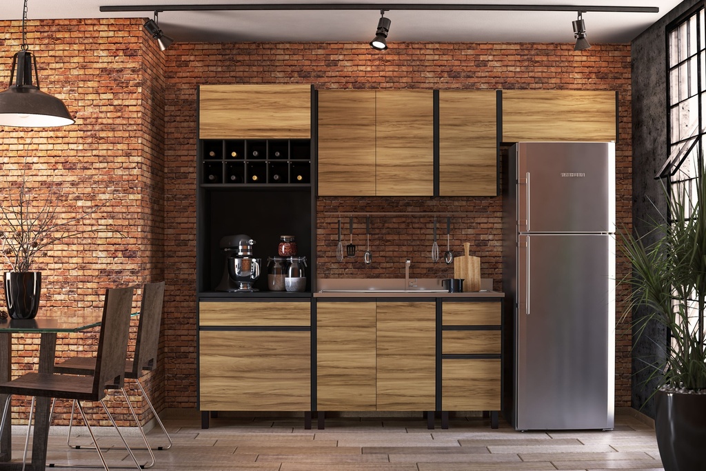 ESTANTE AEREO MALI CON 1 PUERTA, NEGRO / CASTAÑO, 190383.0001