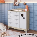 GAVETERO INFANTIL 4 GAVETAS + 1 PUERTA LINEA ENCANTO ROBLE CON BLANCO, ENC003CABC