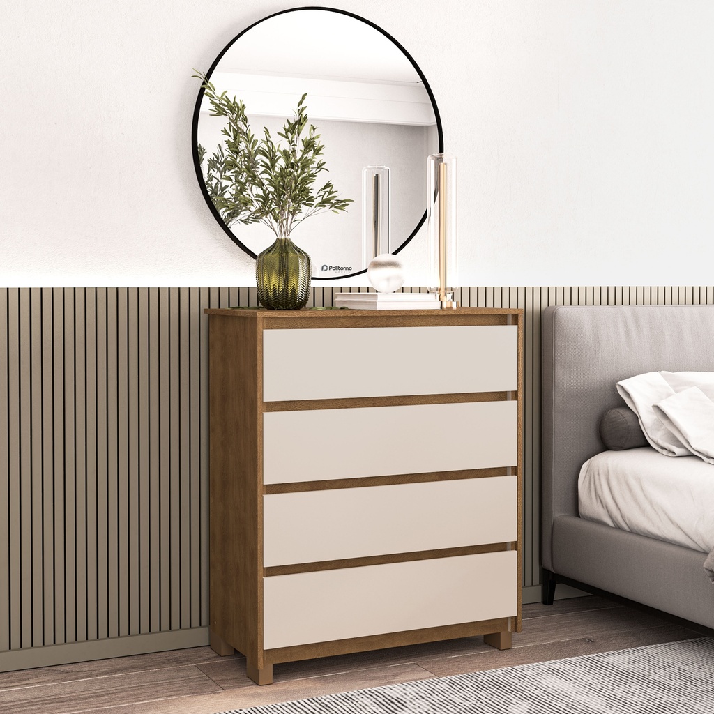 GAVETERO COIMBRA DE 4 GAVETAS  FREIJO/OFF WHITE,  230071.0002