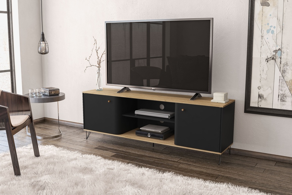 MESA PARA LCD KAZAN  OAK/NEGRO,  P1200133