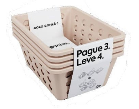 [99245/4339] SET COMPRA 3 LLEVA 4 - CANASTAS PEQUEÑAS PLASTICAS, COLORES : BLANCO - NEGRO - WARM GRAY - ROSA BLUSH, 18.6 x 14.2 x 8.6 CM