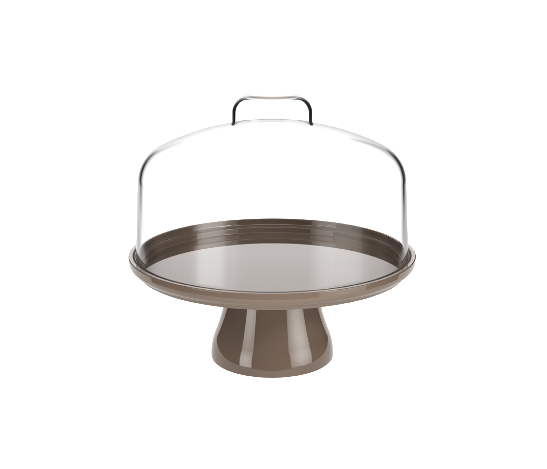 [10109/0126] PLATO PARA TORTA CON TAPA CAKE Ø19,5CM WARM GRAY