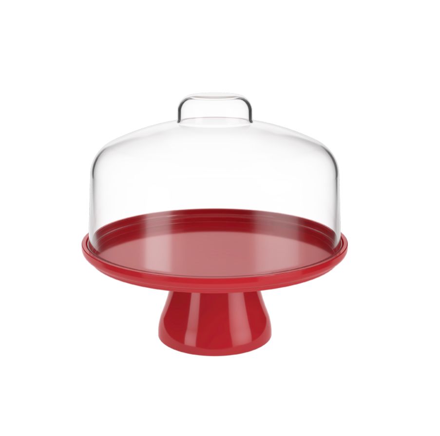 [10111/0465] Plato para Bizcocho con Tapa CAKE Ø32,5cm ROJO BOLD