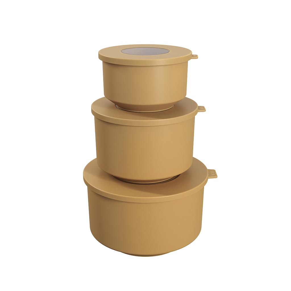 [99262/1483] JUEGO DE CONTENEDORS DE PLASTICO (500ML, 1L, 2L) HOOP AMARILLO SOFT