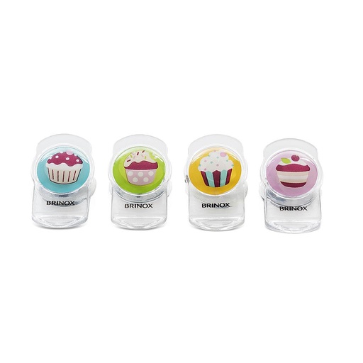 [2188/334] CLIP MAGNÉTICO 4 PZS CUPCAKE DESCOMPLICA DE PLASTICO 