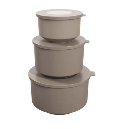 [99262/1126] JUEGO DE CONTENEDORS DE PLASTICO (500ML, 1L, 2L) HOOP WARM GRAY 