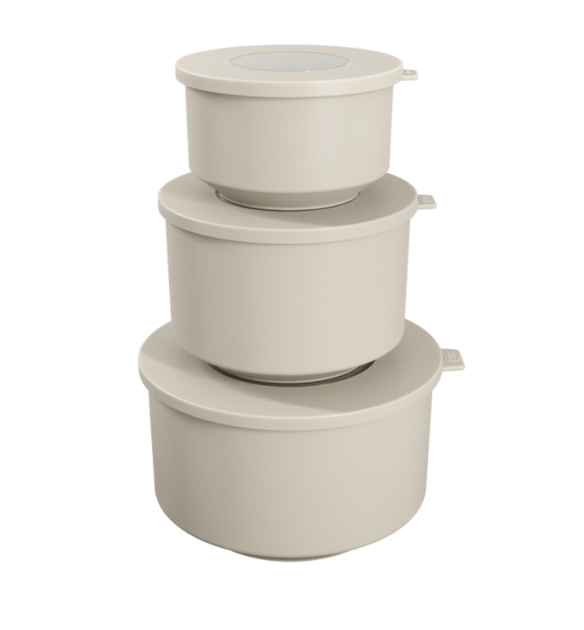 [99262/1468] JUEGO DE CONTENEDORS DE PLASTICO (500ML, 1L, 2L) HOOP LIGHT GRAY 