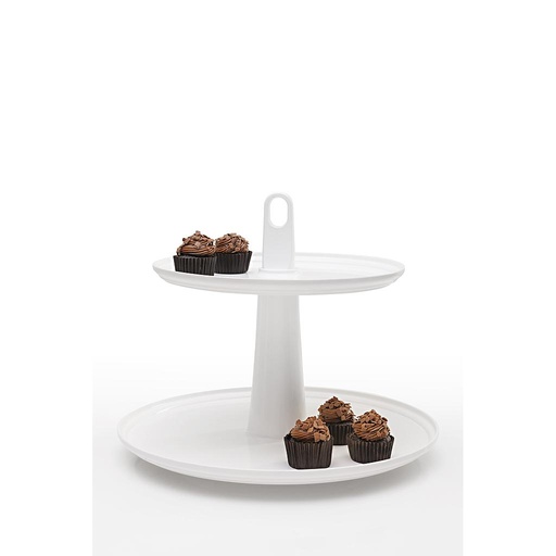 [10118/0007] PEDESTAL 2 NIVELES Ø32,50 CM DE PLASTICO CAKE BLANCO 