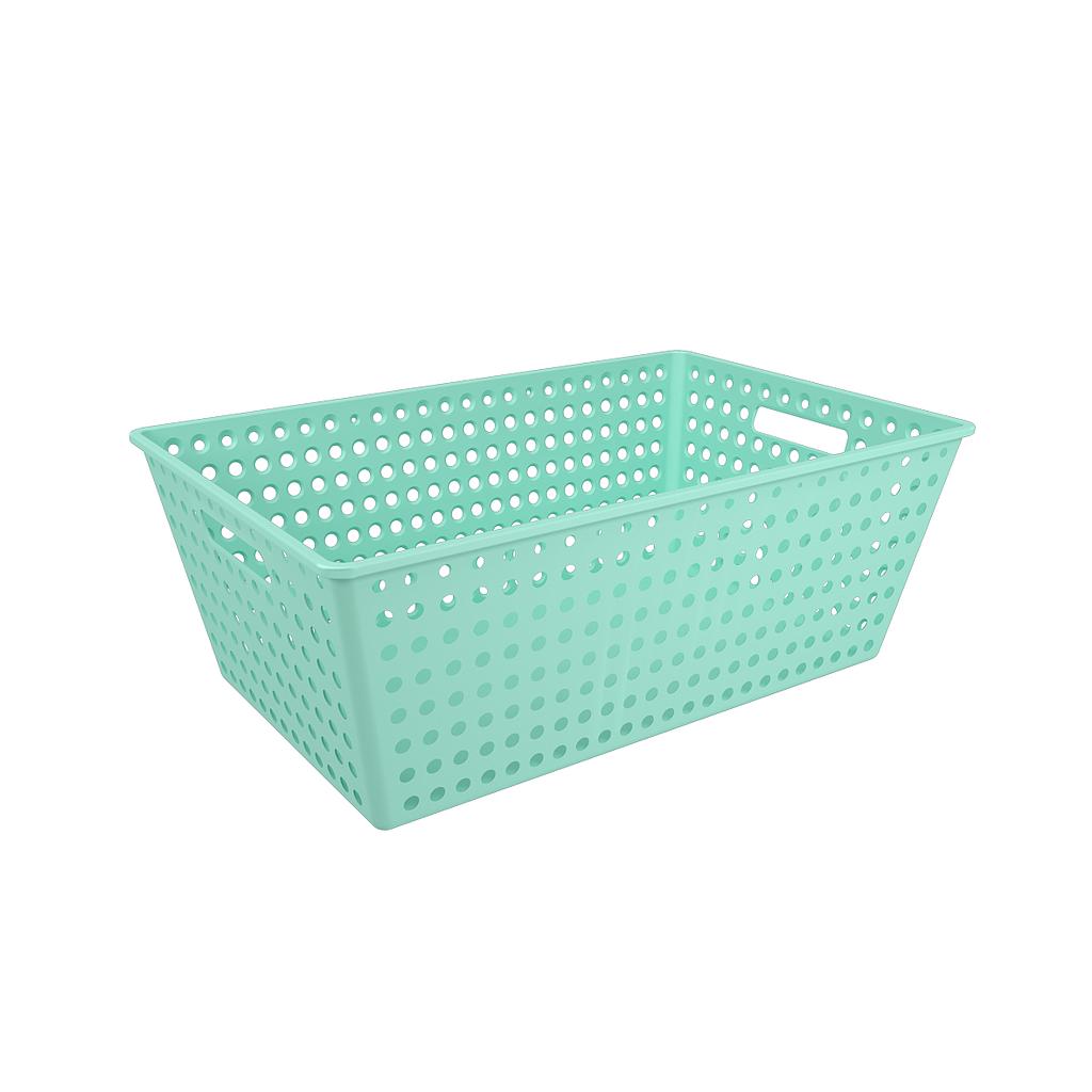 [10869/0473] CANASTA EXTRA GRANDE DE PLASTICO ONE 59,5 X 38,8 X 22,3 CM VERDE ELETRICO 