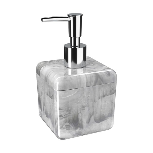 [20878/0480] DISPENSADOR JABON LIQUIDO DE PLASTICO 330ML CUBE MARMOL BLANCO 