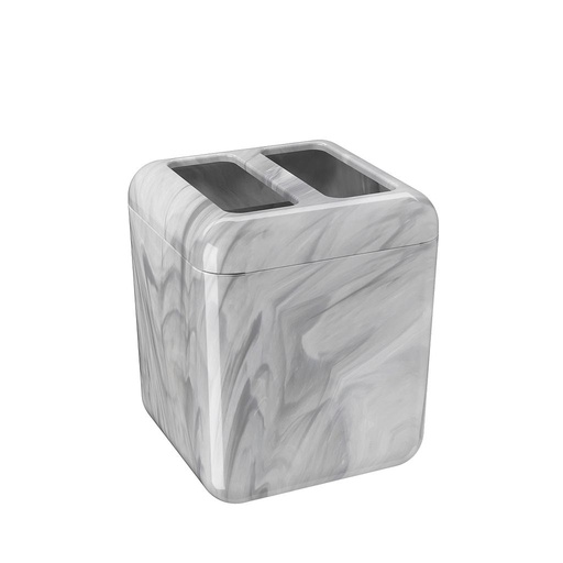 [20876/0480] PORTACEPILLOS DE PLASTICO CUBE MARMOL BLANCO 
