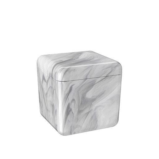 [20879/0480] PORTA ALGODON DE PLASTICO CUBE MARMOL BLANCO 
