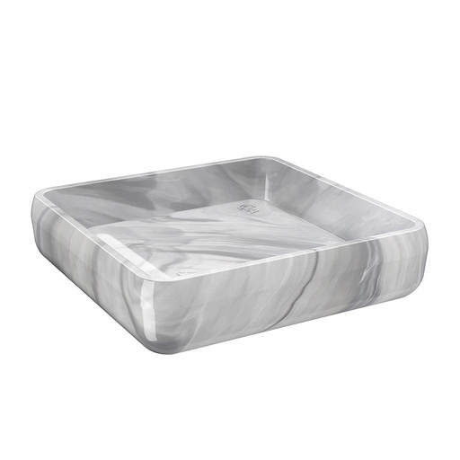 [20875/0480] JABONERA DE PLASTICO CUBE MARMOL BLANCO 