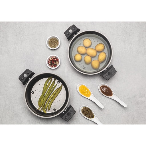 [7100/150] LINEA ESPECIARIAS - EN ALUMINIO - COR E VAPOR C/TAPA Ø16CM 1,45L PLATA 