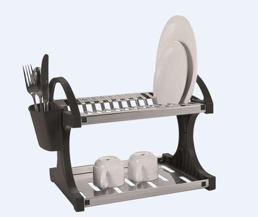 [2104/210]  LINEA SUPREMA - EN ACERO INOXIDABLE C/ PLASTICO - ESCURRE PLATOS 12 PLATOS 27,5x29x32CM NEGRO