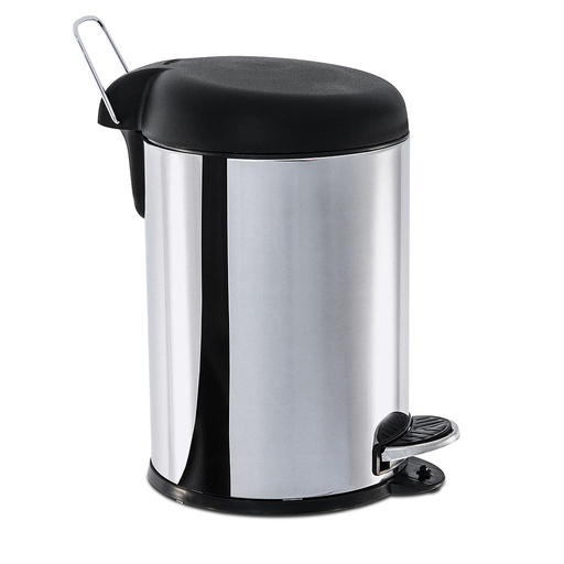 [3048/202] LINEA DECORLINE - EN ACERO INOXIDABLE - BASURERO C/ PEDAL Y TAPA PLASTICA Ø20x30CM 5,0L NEGRO 