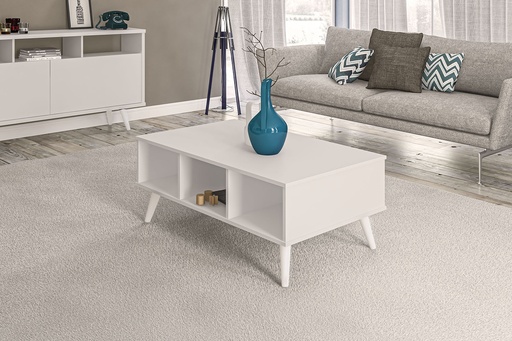 [170197] Mesa de Centro Osasco Blanco  - Madera Aglomerada y Patas en Madera