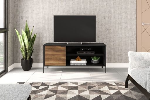 [180104.0002] MESA PARA LCD - RACK MAIORCA 135 CM - NEGRO/NEW AVELLANA