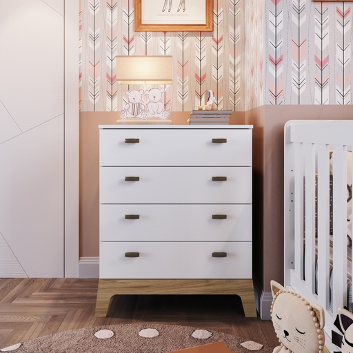 [FM003BCBC] GAVETERO INFANTIL 4 CAJONES LÍNEA PANAL DE ABEJA BLANCA
