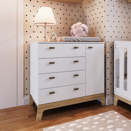 [FM004BCBC]  GAVETERO 4 CAJONES 01 PUERTA LINEA PANAL BLANCO 