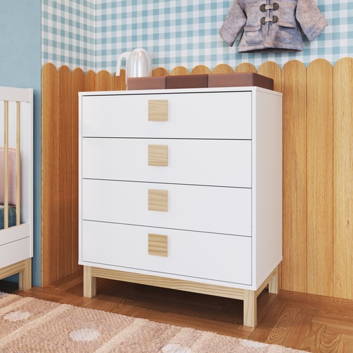 [LE002BCBC] GAVETERO INFANTIL 4 GAVETAS LINEA ELEVA BLANCO