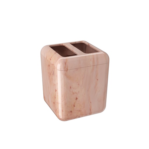 [20876/0490] Portacepillos de Plastico Cube Marmol Rosa
