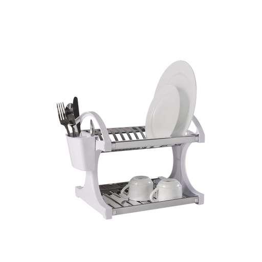 [2104/200]  LINEA SUPREMA - EN ACERO INOXIDABLE C/ PLASTICO - ESCURRE PLATOS 12 PLATOS 27,5x29x32CM BLANCO