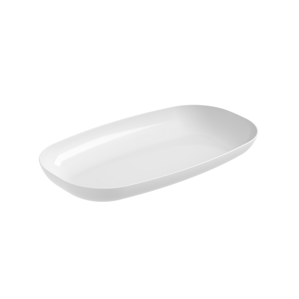[10147/0007] FUENTE RECTANGULAR MEDIA 37,5 X 20,8 X 3,8CM DE PLASTICO BLANCO 