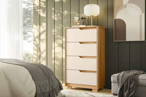 [76-RG-OWF] MUEBLE 4 GAVETAS SOLE ROBLE GRIFE/OFF WHITE (FLEX)