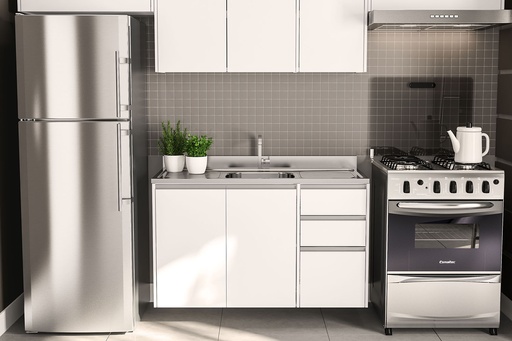 [40200039.0001] MUEBLE PARA COCINA MALI 2 PUERTAS + 3 GAVETAS 830X1200X510 MDP BRANCO UV TEX