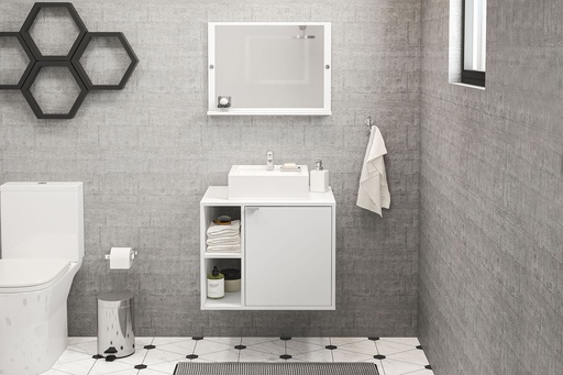 [40190570.0002] MUEBLE PARA BAÑO CON ESPEJO Y LAVAMANOS SUZANO MDP BRANCO BP