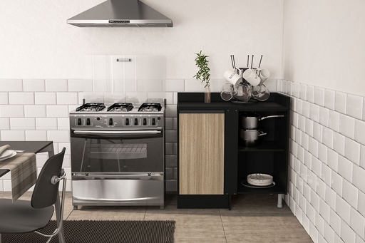 [40200587.0003] MUEBLE PARA COCINA MALI 930X900X518 MDP PRETO UV TEX/CASTANHO UV TEX