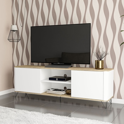 [40200134.0006] MUEBLE PARA LCD - RACK CARTAGENA MDP BRANCO FF LISO/LEGNO SALINAS FF