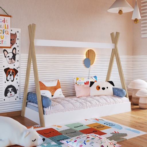 [CCM002ITBC] CAMA INFANTIL CABANA MONTESSORI CON COLCHON ITAPUA CON BLANCO