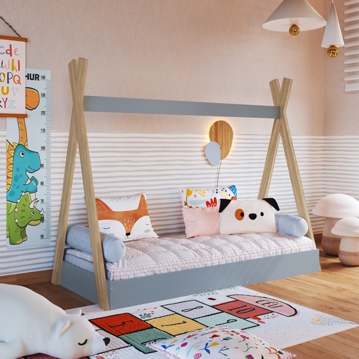 [CCM002ITAZ] CAMA INFANTIL CABANA MONTESSORI CON COLCHON ITAPUA CON AZUL