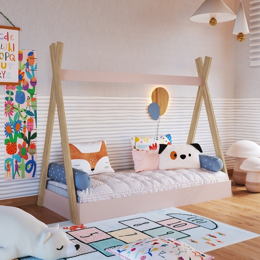 [CCM002ITRS] CAMA INFANTIL CABANA MONTESSORI CON COLCHON ITAPUA CON ROSA