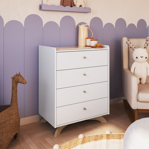 [AFT003BCBC] GAVETERO INFANTIL 4 GAVETAS LINEA AFFETO BLANCO