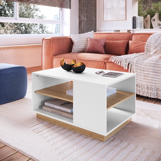 [MC002BCOA] MESA DE CENTRO LIVORNO BLANCO CON OAK