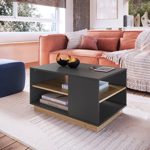 [MC002GFOA] MESA DE CENTRO LIVORNO GRAFITE CON OAK